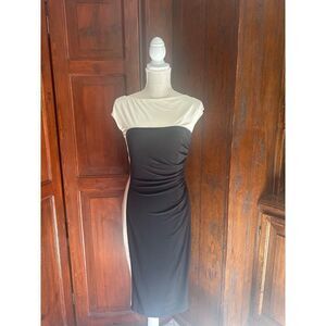 Womens Lauren Ralph Lauren Black & Ivory Colorblock Sheath‎ fitted Dress size 2